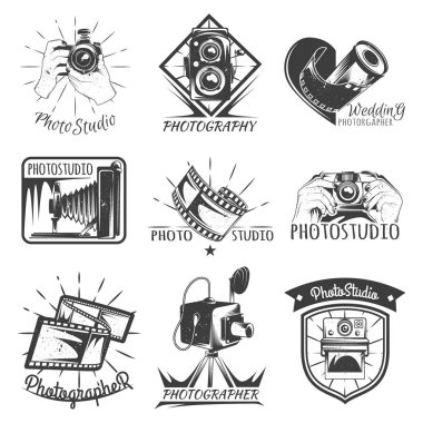 Kamera fotoğraf vintage fotoğraf logo, retro kavramı