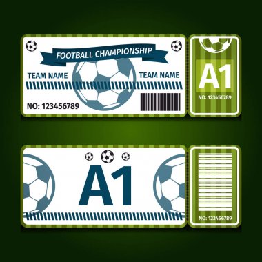 Futbol, futbol bilet kartı tasarım vektör çizim