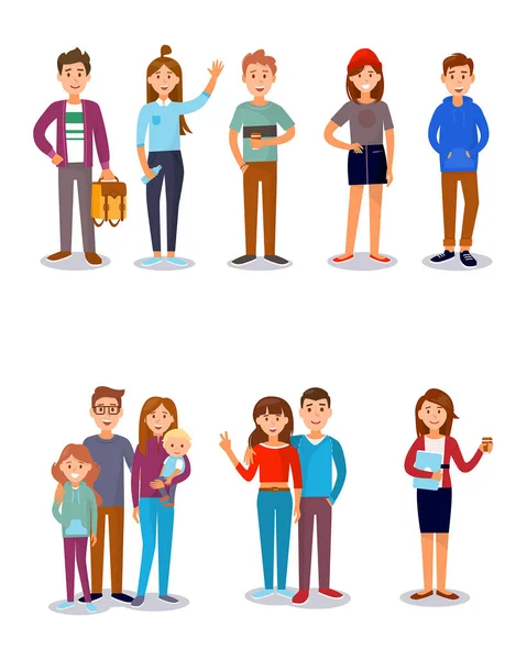 People stydents friends family kids parents vector illustration — Stock Vector