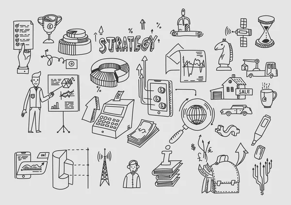 El doodle öğeleri çizmek. İş Finans analytics kazanç — Stok Vektör