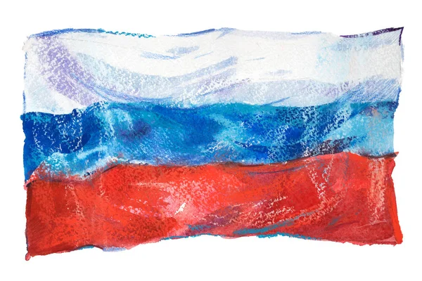 Flagge Russlands. Russische Föderation. Aquarellillustration. — Stockfoto