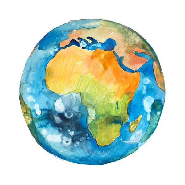 Afrika auf dem Globus. Planet Erde. Aquarell — Stockfoto