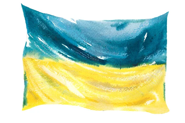 乌克兰，乌克兰国旗。手绘水彩画 — 图库照片