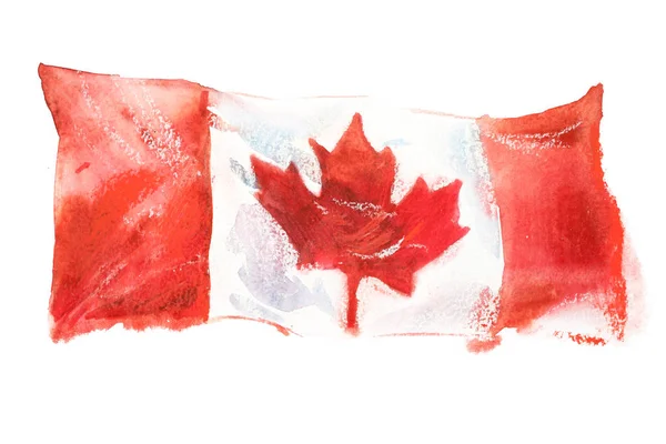 Canada, bandiera canadese. Illustrazione acquerello disegnato a mano — Foto Stock