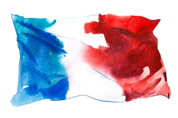 Bandeira da França, ilustração aquarela desenhada à mão — Fotografia de Stock