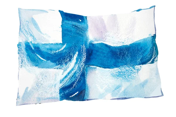 フィンランドの国旗、手描きの水彩画。スオミ — ストック写真