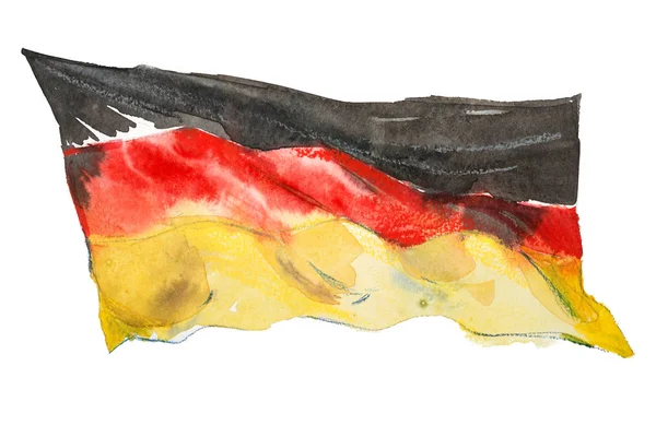 Bandera de Alemania, acuarela dibujada a mano ilustración . — Foto de Stock