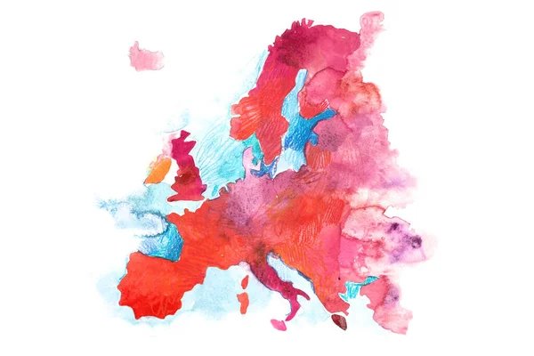 Карта Європейського Союзу і Шенгенської зони. Європа, акварель. — стокове фото