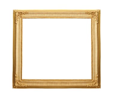 Altın ahşap vintage çerçeve beyaz arka plan üzerinde izole.