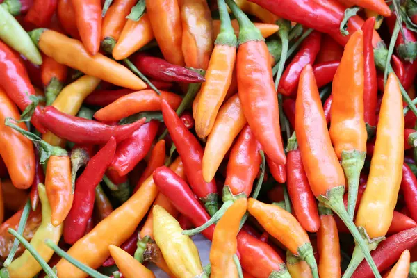 Pila de pimentón o pimienta fresca en el mercado . — Foto de Stock