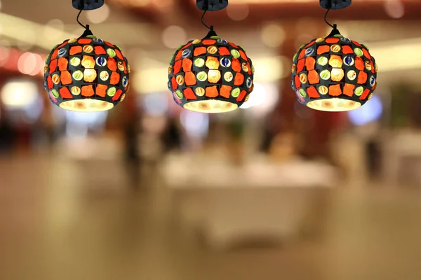 Warm lighting modern ceiling lamps in the cafe.