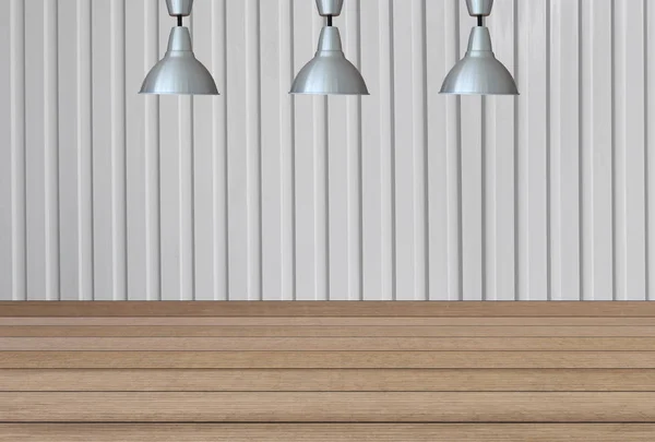 Tavan ve bir zemin üzerinde beyaz Metal blo gümüş lambalar — Stok fotoğraf
