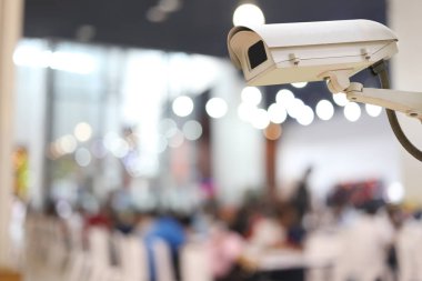 CCTV Kamera kayıtta insanların alışveriş arka plan bulanıklık 