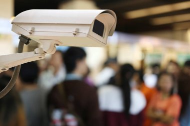 CCTV Kamera kayıtta insanların alışveriş arka plan bulanıklık 