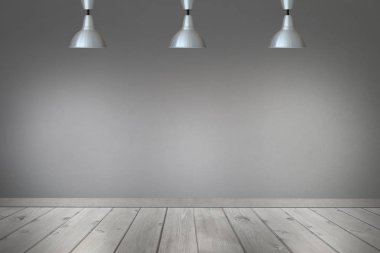 Tavan odasında ışık ve duvar ve zemin için parlayan ışık.