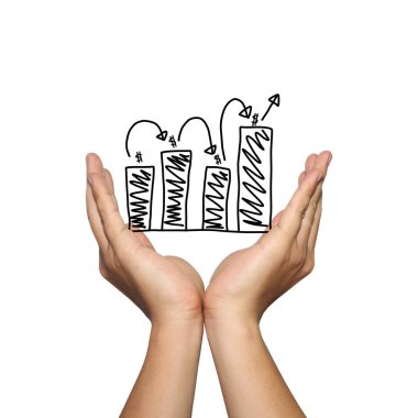 Eğilim adam yandan büyüyen iş çubuk grafik sembolü.