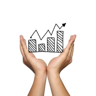 Eğilim adam yandan büyüyen iş çubuk grafik sembolü.