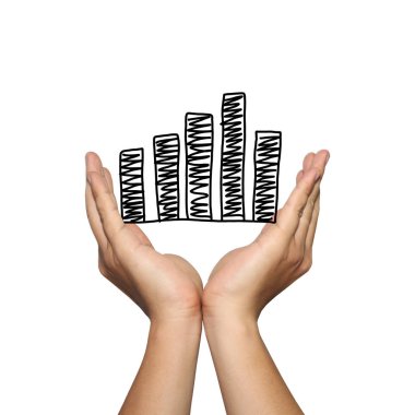 Adam elinde presentat kavramı üzerindeki iş çubuk grafikte sembolü