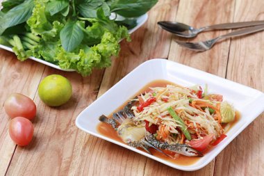 SOM TUM,Thai foods or papaya salad in spicy taste and is popular clipart