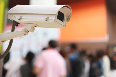 CCTV Kamera kayıtta insanların alışveriş arka plan bulanıklık 