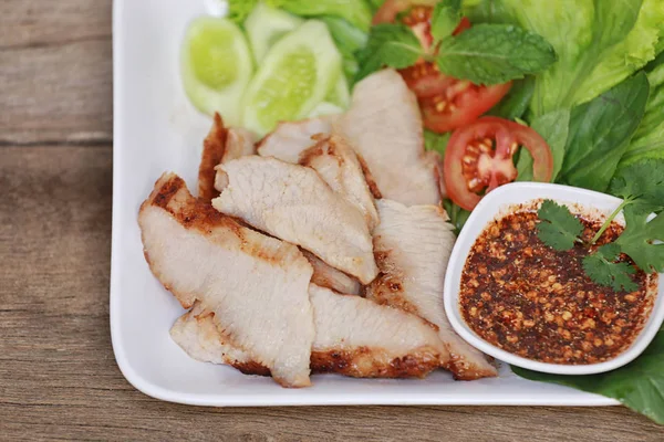 Cerdo Asado Comida Tailandesa Estilo Para Diseño Dieta Fondo — Foto de Stock