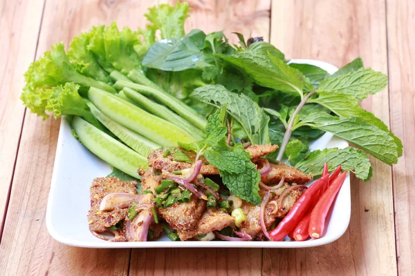 Ensalada Picante Cerdo Asado Estilo Tailandés Para Diseño Dieta Fondo — Foto de Stock