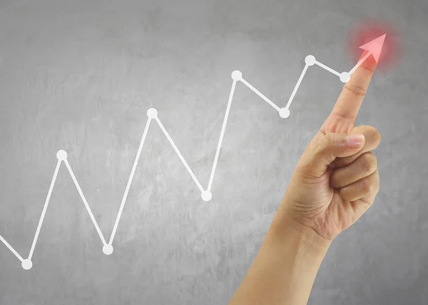Finger Businessman Touch Line Graph Business Peak Point Concetto Investimento — Foto Stock