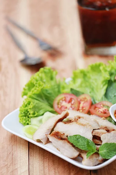 Cerdo Asado Comida Tailandesa Estilo Para Diseño Dieta Fondo — Foto de Stock