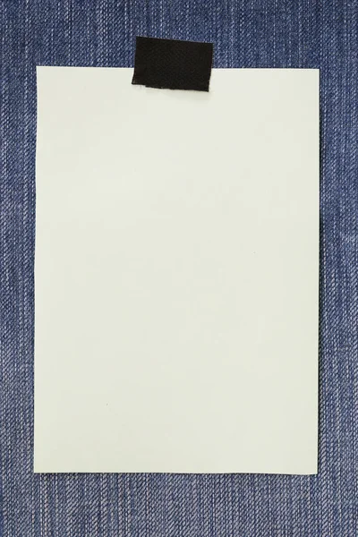 Note Paper Empty Copy Space Denim Background You Can Input — Stock Photo, Image