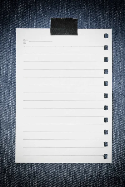 Note Paper Empty Copy Space Denim Background You Can Input — Stock Photo, Image