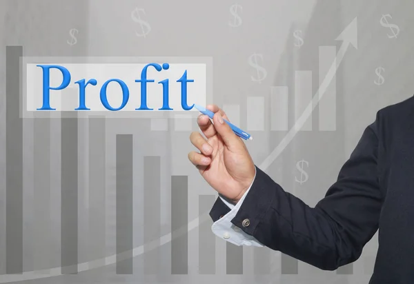 Hand Businessman Write Text Profit Concept Presenting Ideas Your Business — Stock Photo, Image