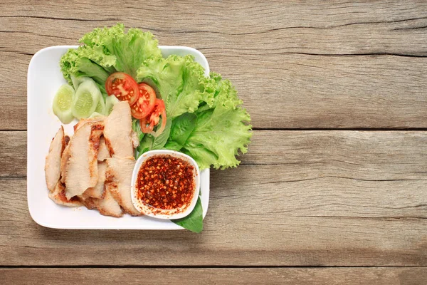 Gegrilltes Schweinefleisch aus thailändischen Lebensmitteln. — Stockfoto