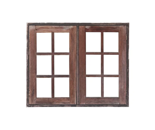 Oude houten venster geïsoleerd op witte achtergrond. — Stockfoto