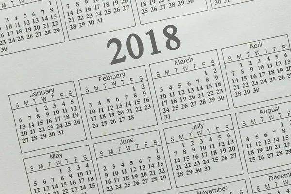 Calendario de fondo de papel de 2018 . —  Fotos de Stock