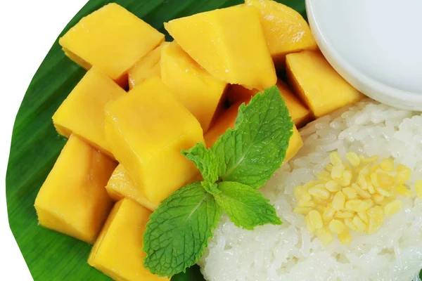 Mango a lepkavá rýže. — Stock fotografie
