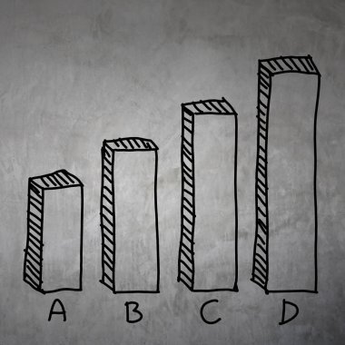 El iş grafiğe bir gri duvar arka planda çekilmiş.