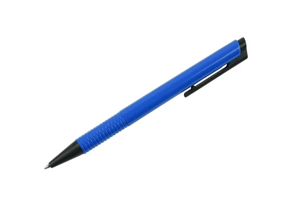 Moderne blaue Stift isoliert auf weißem Hintergrund und haben Clip — Stockfoto