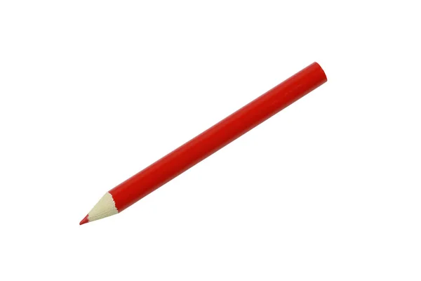 Krayon merah kayu atau pensil warna diisolasi pada latar belakang putih . — Stok Foto