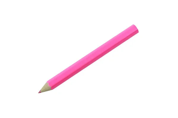 Lápiz rosa de madera o lápiz de color aislado sobre fondo blanco . — Foto de Stock
