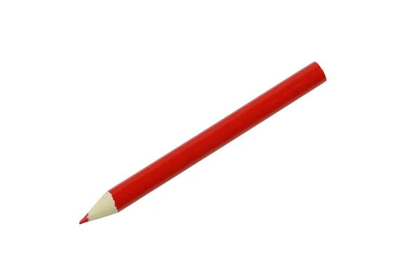 Wooden red crayon or Color pencil isolated on white background. — Stock Photo, Image