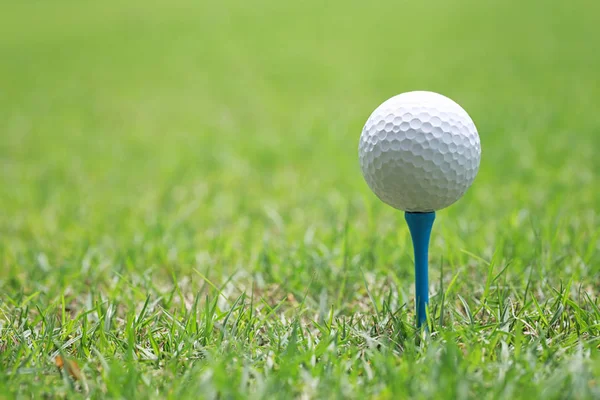 Golfový míček na dřevěné golf tee. — Stock fotografie