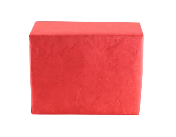 Czerwone pudełko na białym tle. — Zdjęcie stockowe