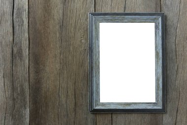 Modern resim çerçevesi ahşap duvar üzerinde.