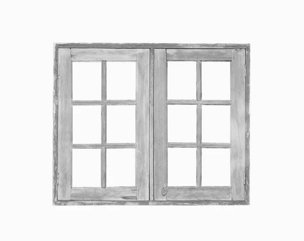 白地に隔絶された旧木造窓. — ストック写真