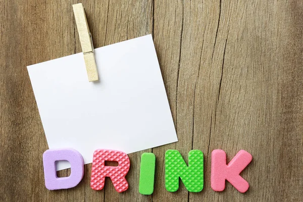 The Alphabet of Drink Lay on old brown wood floor background. — Stock Photo, Image