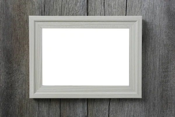 Moderní rámeček obrázku na dřevěné stěně obrazce. — Stock fotografie