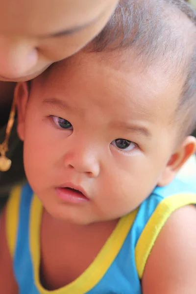 Gesicht Eines Asiatischen Jungen Der Jahr Alt Ist Gesundheits Und — Stockfoto