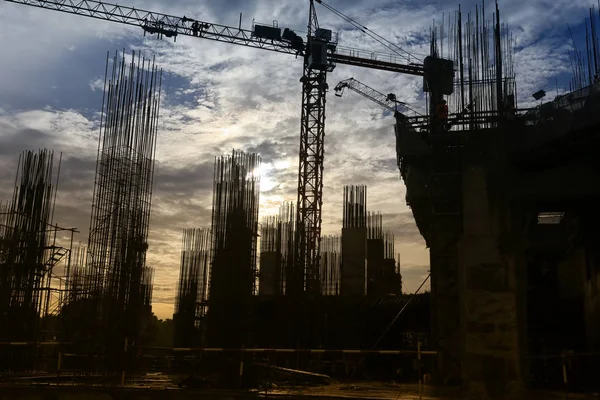 Area skyscraper of construction in evening time. — Stock Photo, Image