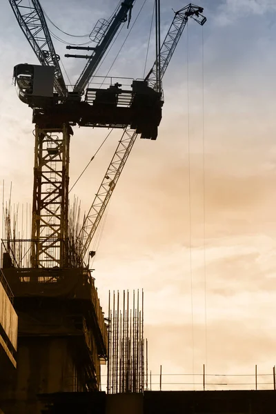 Area skyscraper of construction in evening time. — Stock Photo, Image