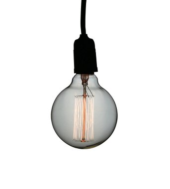 Vintage tarzı ampul beyaz arka plan üzerinde izole ve küçük resim var